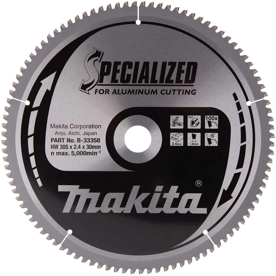 Makita T.C.T. pjūklas SPECIALIZED 305X2.4X30mm -5° T100 B-33358 T.C.T • 305 x30 mm • T100 • -5° • Aliuminiui