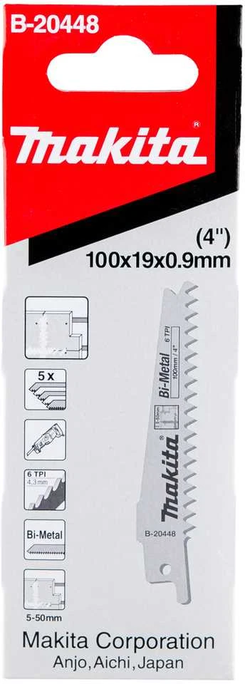Makita Tiesinio pjūklo pjūkleliai BiM 100x0,9mm (6tpi), 5Vnt., gipso plokštei 5.0-50.0mm B-20448