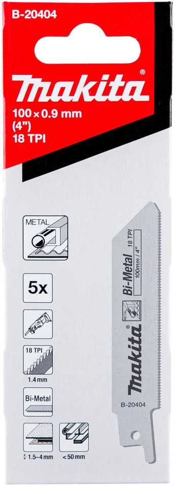 Makita Tiesinio pjūklo pjūkleliai BiM 100x0,9mm (18tpi), 5Vnt., Metalui B-20404