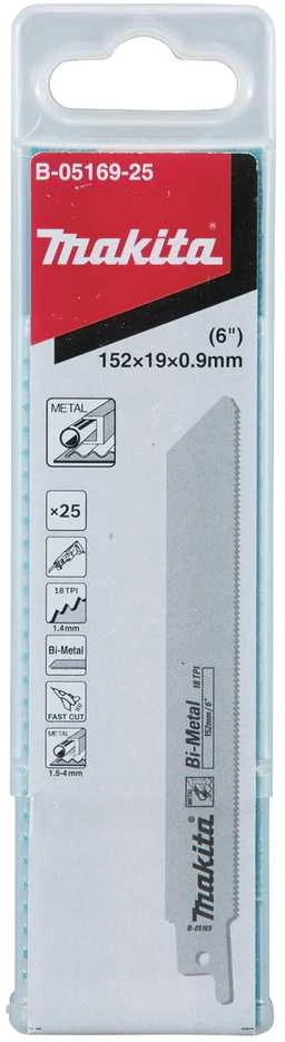 Makita Tiesinio pjūklo pjūkleliai BIM 152x0,9 (18tpi), 25Vnt., Metalui B-05169-25