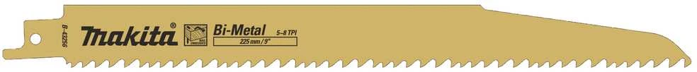 Makita Tiesinio pjūklo pjūkleliai BIM 225x1,6mm (5-8tpi), 2Vnt B-43256-2