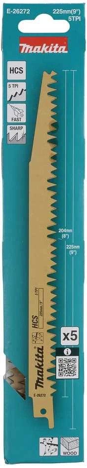Makita Tiesinio pjūklo pjūkleliai HCS 225mm (5tpi), 5Vnt., medžių E-26272
