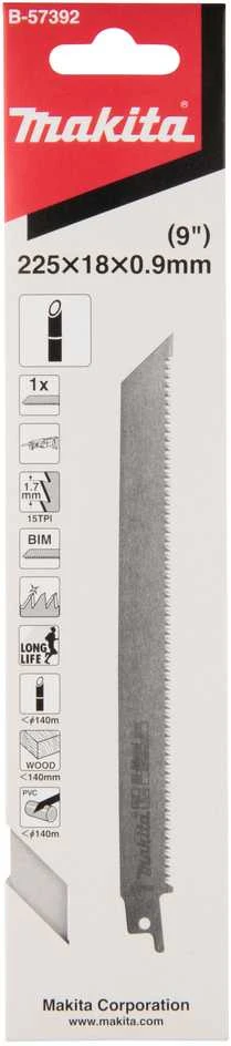 Makita Tiesinio pjūklo pjūklelis BIM 225X0,9MM 15Tpi, 1vnt. B-57392