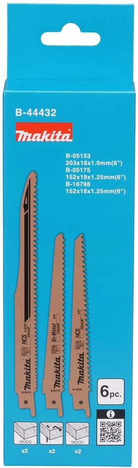 Makita Tiesinio pjūklo pjūklelių komplektas 6 Vnt. Medžiui B-44432