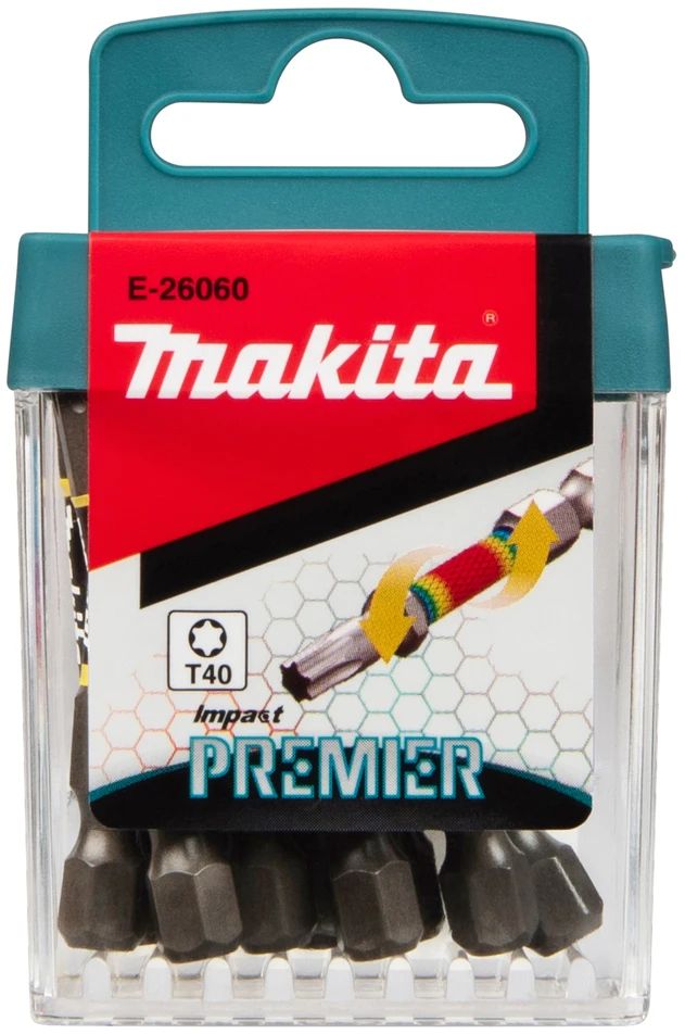 Makita Torison antgaliai E-tipo Impact PREMIER T40x50mm 10vnt. E-26060 T40 • 50 mm • 1/4" • 10 vnt