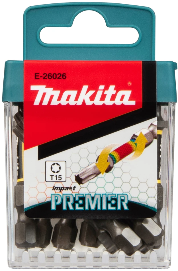 Makita Torison antgaliai E-tipo Impact PREMIER T15x50mm 10vnt. E-26026 T15 • 50 mm • 1/4" • 10 vnt