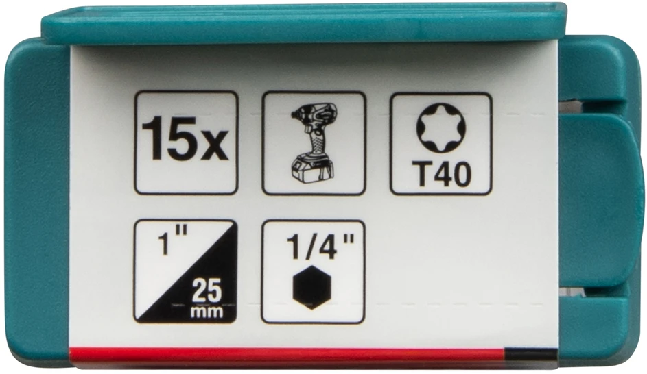 Makita Torsion antgaliai C-tipo Impact PREMIER T40x25mm 15vnt. E-25987 T40 • 25 mm • 1/4" • 15 Vnt