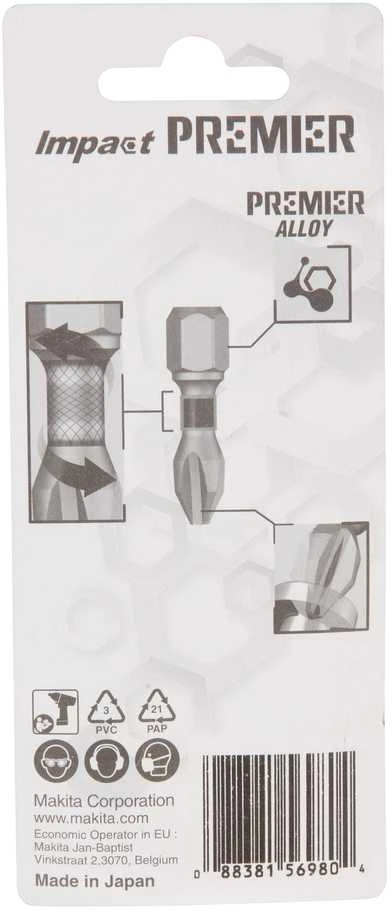 Makita Torsion sukimo antgalis (C-form), PH2-25mm, 2vnt. Impact Premier E-03137 PH2 • 25 mm • 1/4" • 2 Vnt.