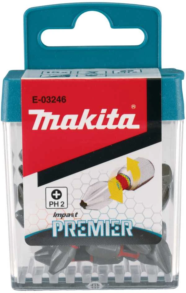 Makita Torsion sukimo antgalis (C-form), PH2-25mm, 15vnt. Impact Premier E-03246 PH2 • 25 mm • 1/4" • 15 Vnt