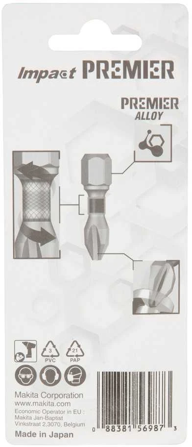 Makita Torsion sukimo antgalis (C-form), T15-25mm, 2vnt. Impact Premier E-03202 T15 • 25 mm • 1/4" • 2 Vnt