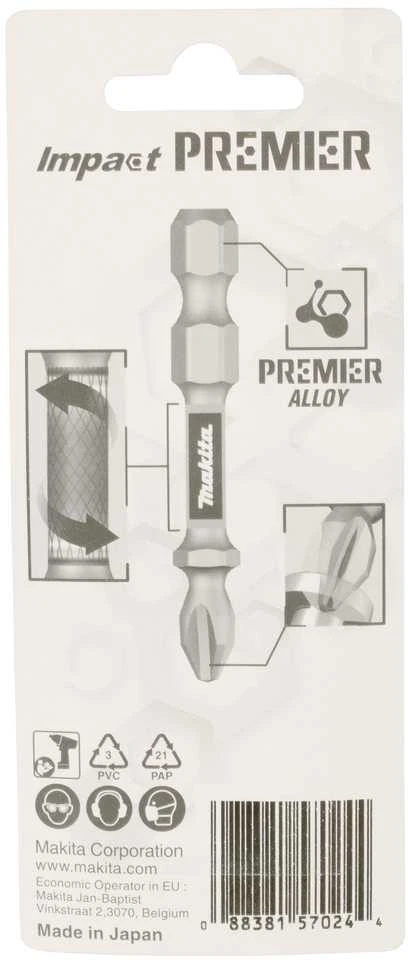 Makita Torsion sukimo antgalis (E-form), PH3-50mm, 2vnt. Impact Premier E-03280 PH3 • 50 mm • 1/4" • 2 vnt