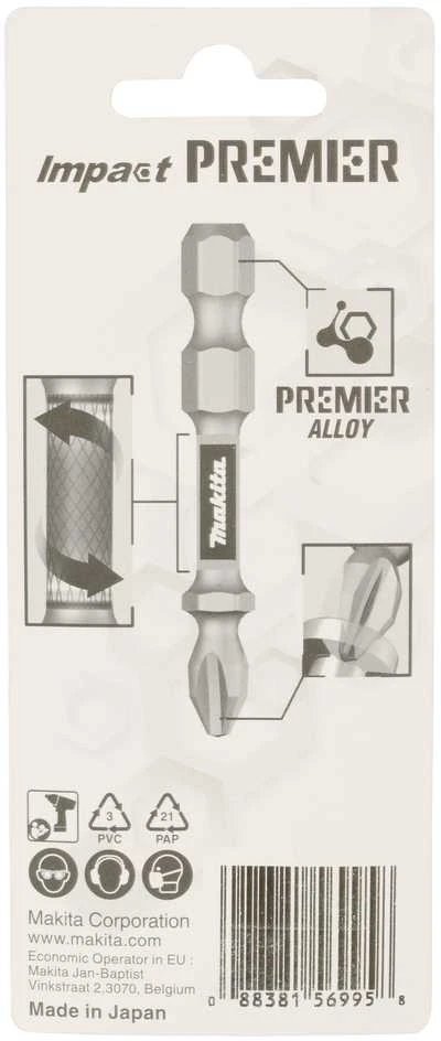 Makita Torsion sukimo antgalis (E-form), PZ1-50mm, 2vnt. Impact Premier E-03296 PZ1 • 50 mm • 1/4" • 2 vnt