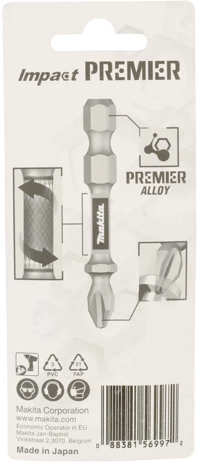 Makita Torsion sukimo antgalis (E-form), PZ3-50mm, 2vnt. Impact Premier E-03311 PZ3 • 50 mm • 1/4" • 2 vnt