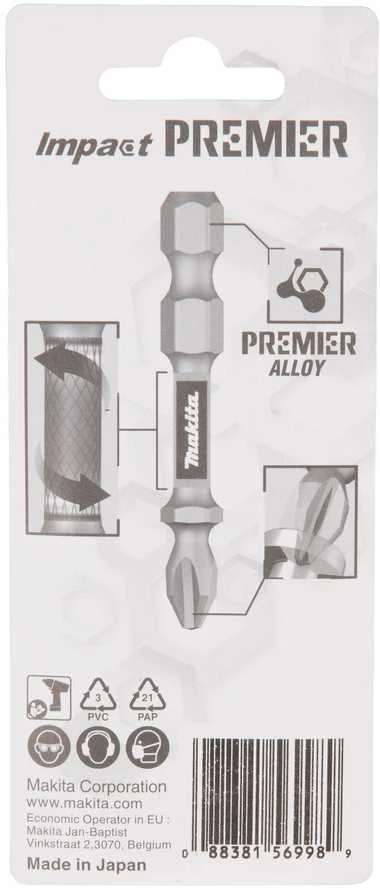 Makita Torsion sukimo antgalis (E-form), T10-50mm, 2vnt. Impact Premier E-03327 T10 • 50 mm • 1/4" • 2 vnt