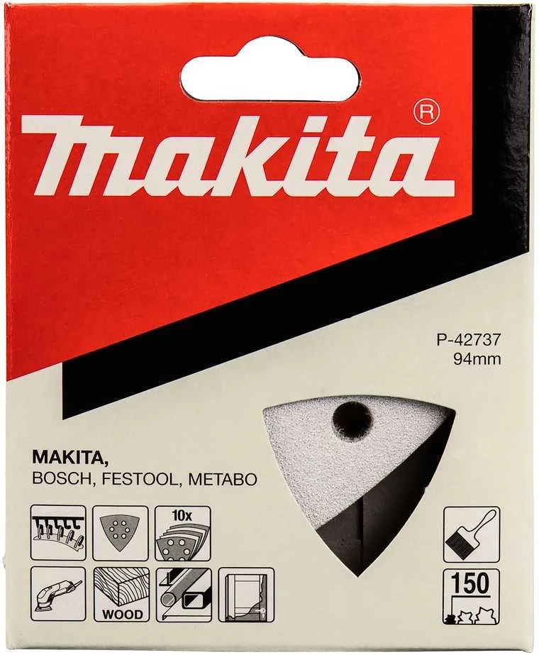 Makita Trikampis Šlifavimo popierius K150 (10Vnt.) BO4565 kibusis P-42737