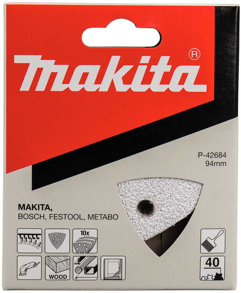 Makita Trikampis Šlifavimo popierius K40 (10Vnt.) BO4565 kibusis P-42684