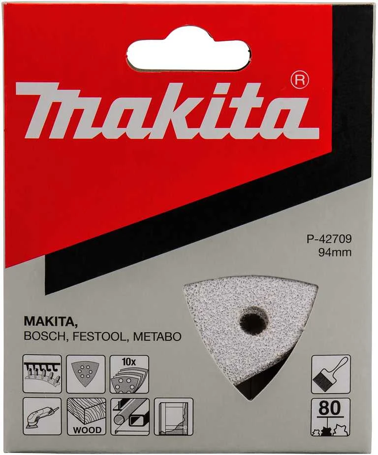 Makita Trikampis Šlifavimo popierius K80 (10Vnt.) BO4565 kibusis P-42709