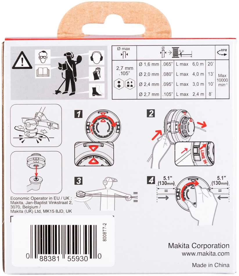 Makita Trimeriai 2.0MM, M8X1.25RH 191D92-5