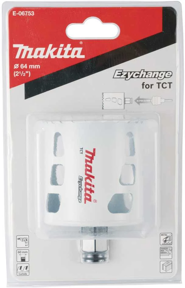 Makita Universali gręžimo karūna EZYCHANGE TCT 64mm E-06753 T.C.T • 64 mm • Ezychange