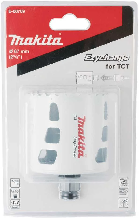 Makita Universali gręžimo karūna EZYCHANGE TCT 67mm E-06769 T.C.T • 67 mm • Ezychange