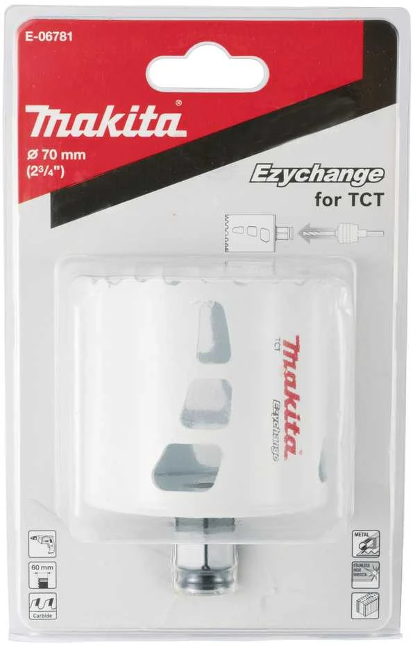 Makita Universali gręžimo karūna EZYCHANGE TCT 70mm E-06781 T.C.T • 70 mm • Ezychange