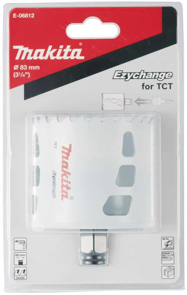 Makita Universali gręžimo karūna EZYCHANGE TCT 83mm E-06812 T.C.T • 83 mm • Ezychange