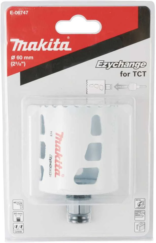 Grąžtas Makita Universali gręžimo karūna EZYCHANGE TCT 60mm E-06747 T.C.T • 60 mm • Ezychange