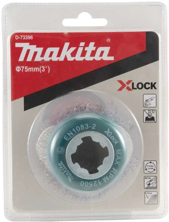 Makita Vielinė šlifavimo taurė, banguota viela, 0.3mm, Ø 75 mm, X-LOCK D-73396