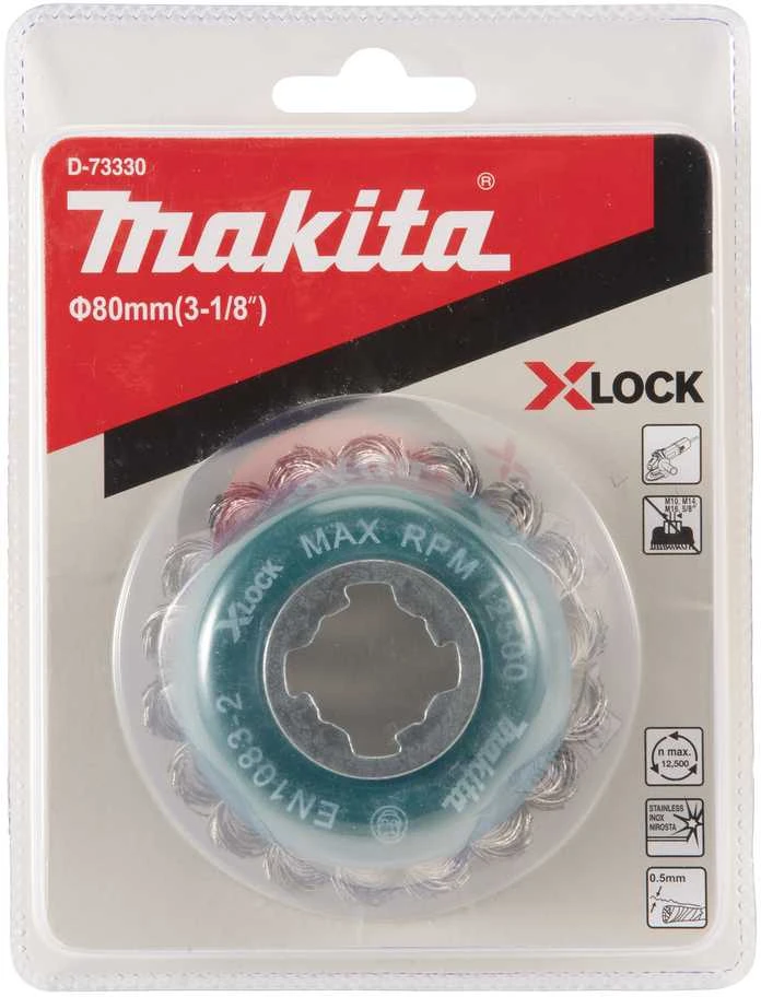 Makita Vielinė šlifavimo taurė, sukta viela, 0.5mm, Ø 80 mm, X-LOCK D-73330