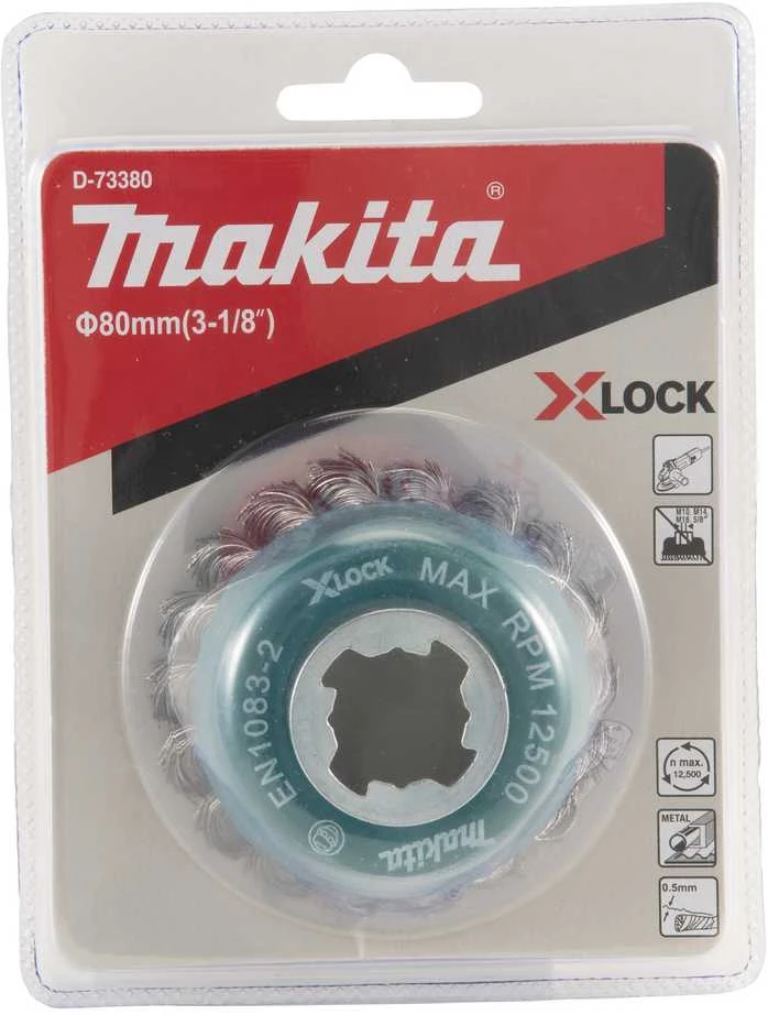 Makita Vielinė šlifavimo taurė, sukta viela, 0.5mm, Ø 80 mm, X-LOCK D-73380