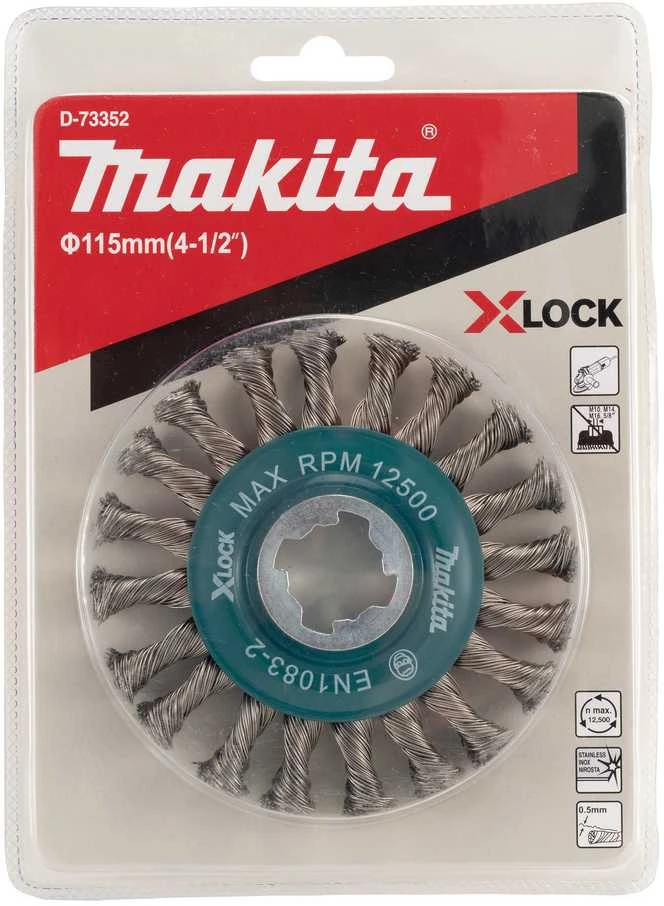 Makita Vielinis šlifavimo diskas, sukta viela, 0.5mm, Ø 115 mm, X-LOCK D-73352