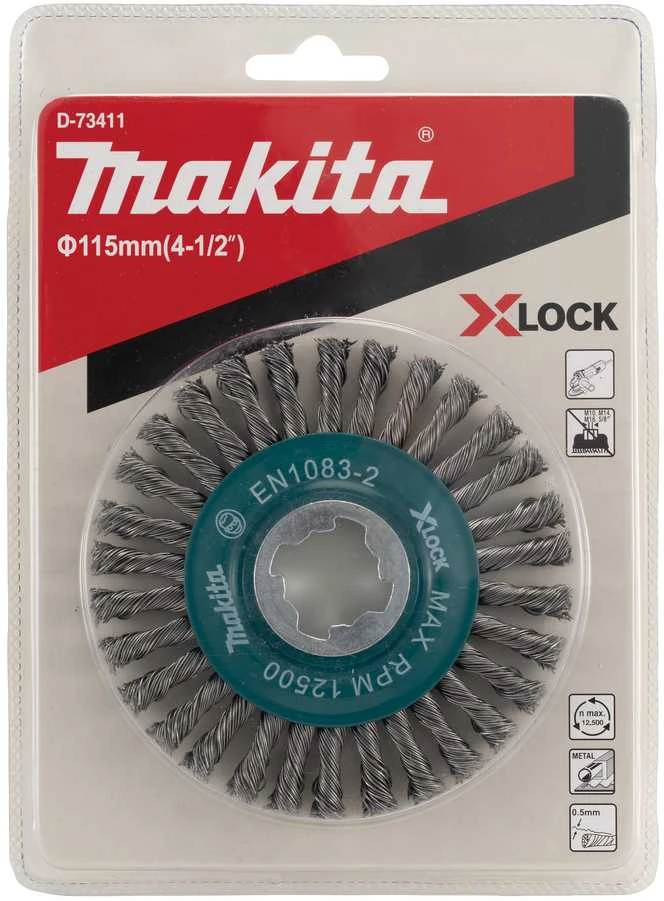 Makita Vielinis šlifavimo diskas, sukta viela, 0.5mm, Ø 115 mm, X-LOCK D-73411