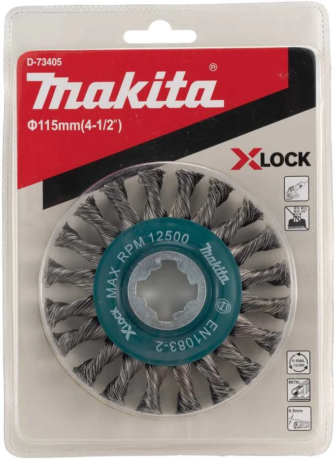 Makita Vielinis šlifavimo diskas, sukta viela, 0.5mm, Ø 115 mm, X-LOCK D-73405
