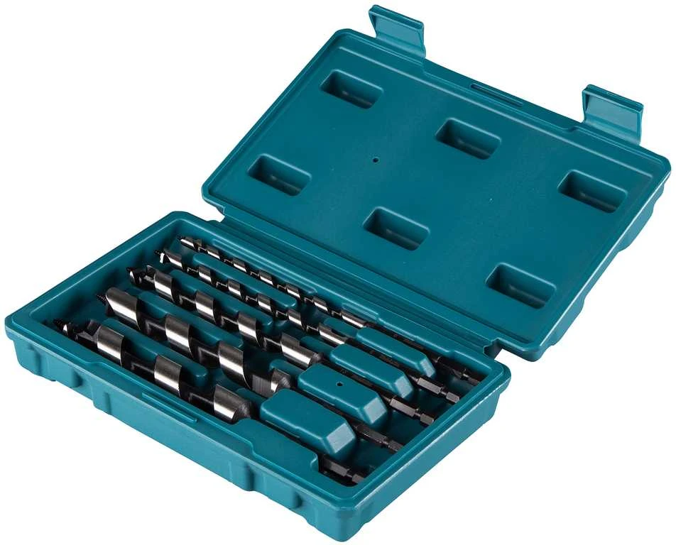 Grąžtas Makita Viengubos spiralės grąžtai medienai su 1/4" šešiakampiais koteliais, rinkinyje 5 vnt. D-75677 (6, 8, 13, 16, 19)
