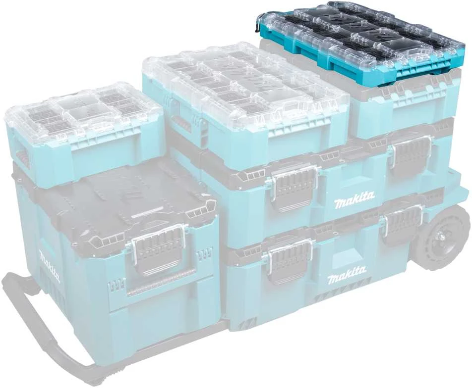 Makita Žema vidutinio dydžio smulkių priedų dėžė P-91051 8,4 L, 387 × 596 × 85 mm