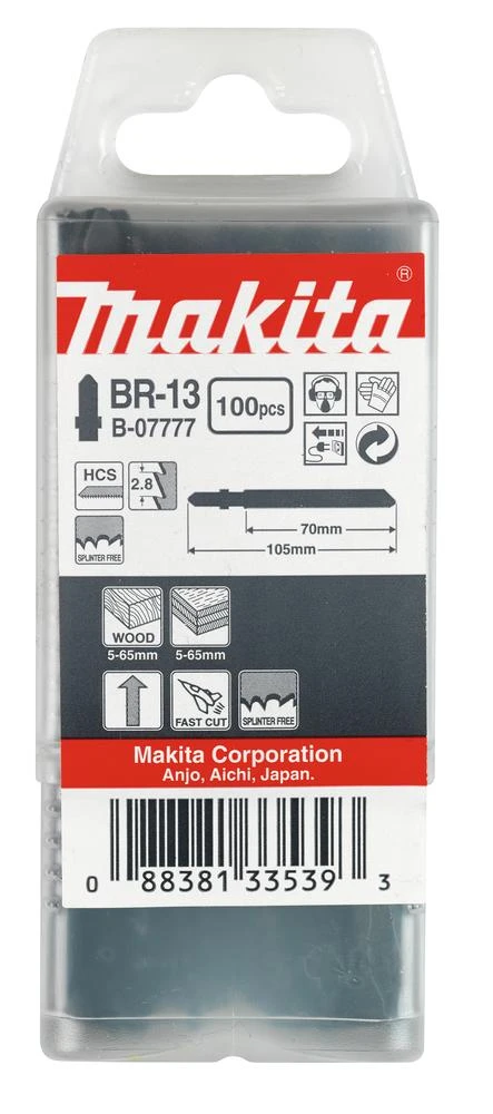 Makita BR-13 pjūklelių pakuotė su technine informacija