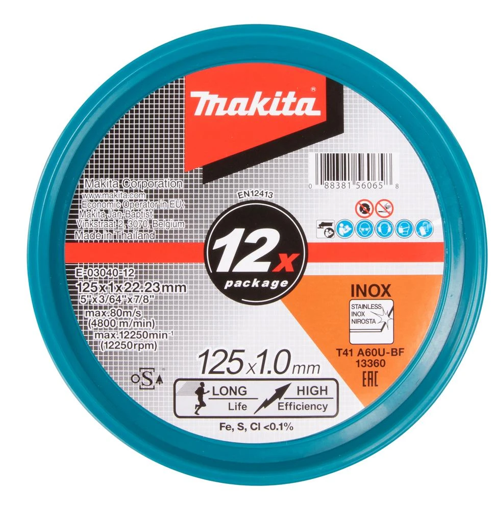 Makita Pjovimo diskas 125 X 1 MM RST/ Metalui 12Vnt E-03040-12