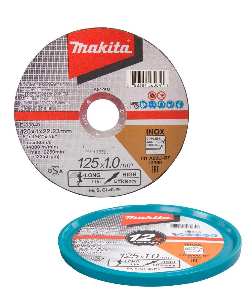 Makita Pjovimo diskas 125 X 1 MM RST/ Metalui 12Vnt E-03040-12