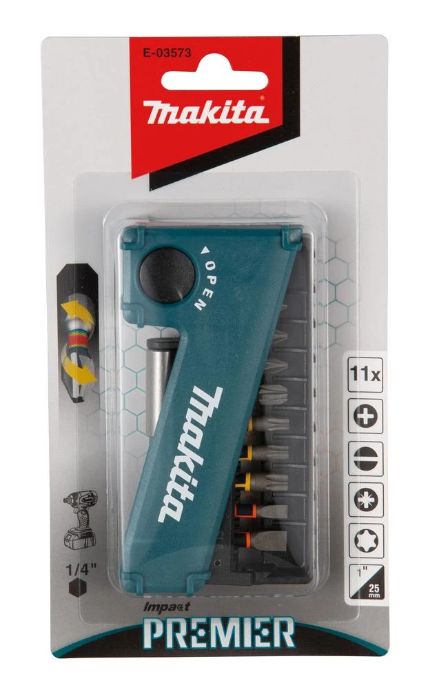 Makita E-03573 Impact Premier 11 dalių populiariausių Torsion sukimo antgalių ir antgalių laikiklio rinkinys
