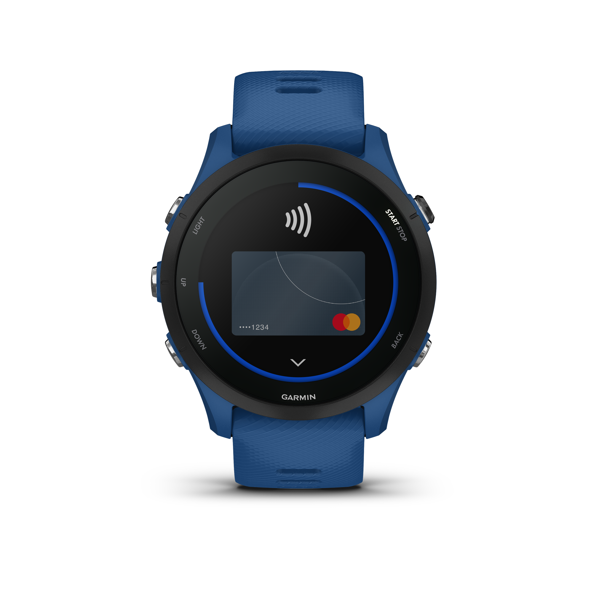 Išmanusis laikrodis Garmin Forerunner 255, Juodos spalvos apvadas su mėlynos spalvos silikoniniu dirželiu, 46mm