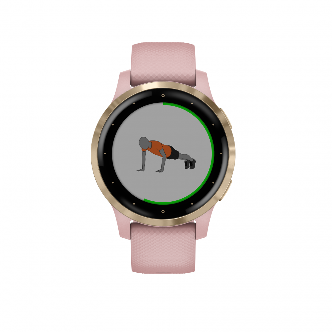 Išmanusis laikrodis Garmin vivoactive 4S, Auksinės spalvos apvadas, rožinės  spalvos silikoninis dirželis su šviesaus aukso spalvos sagtimi | Varle.lt