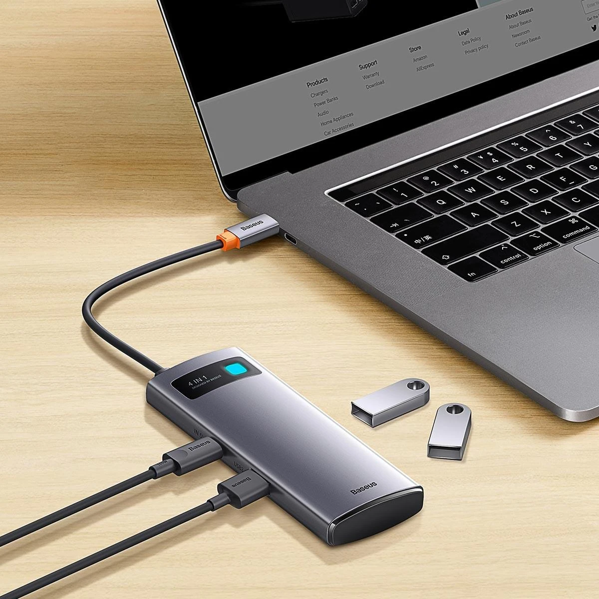 Baseus Metal Gleam Series Hub adapteris 4in1 USB-C iki 4x USB 3.0