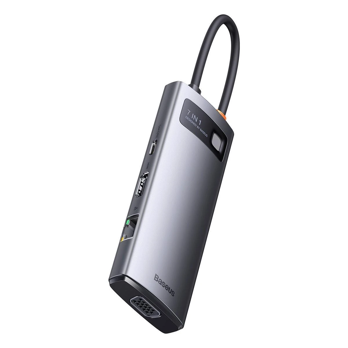 Hub 7in1 Baseus Metal Gleam Series USB-C iki 3x USB 3.0 + HDMI + USB-C PD + VGA + Ethernet RJ45
