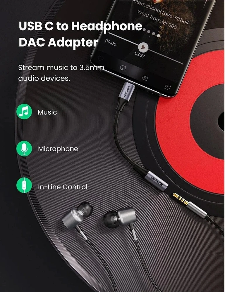 Samsung Ugreen USB-C garso adapteris 3.5mm AUX lizdas