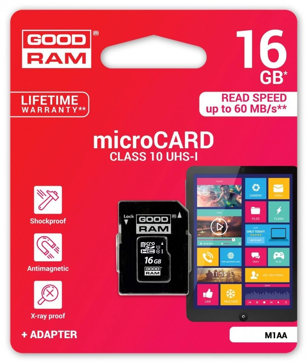 Swirl® GoodRam Atminties kortelė MICRO CARD cl 10 UHS I, 16GB + adapteris