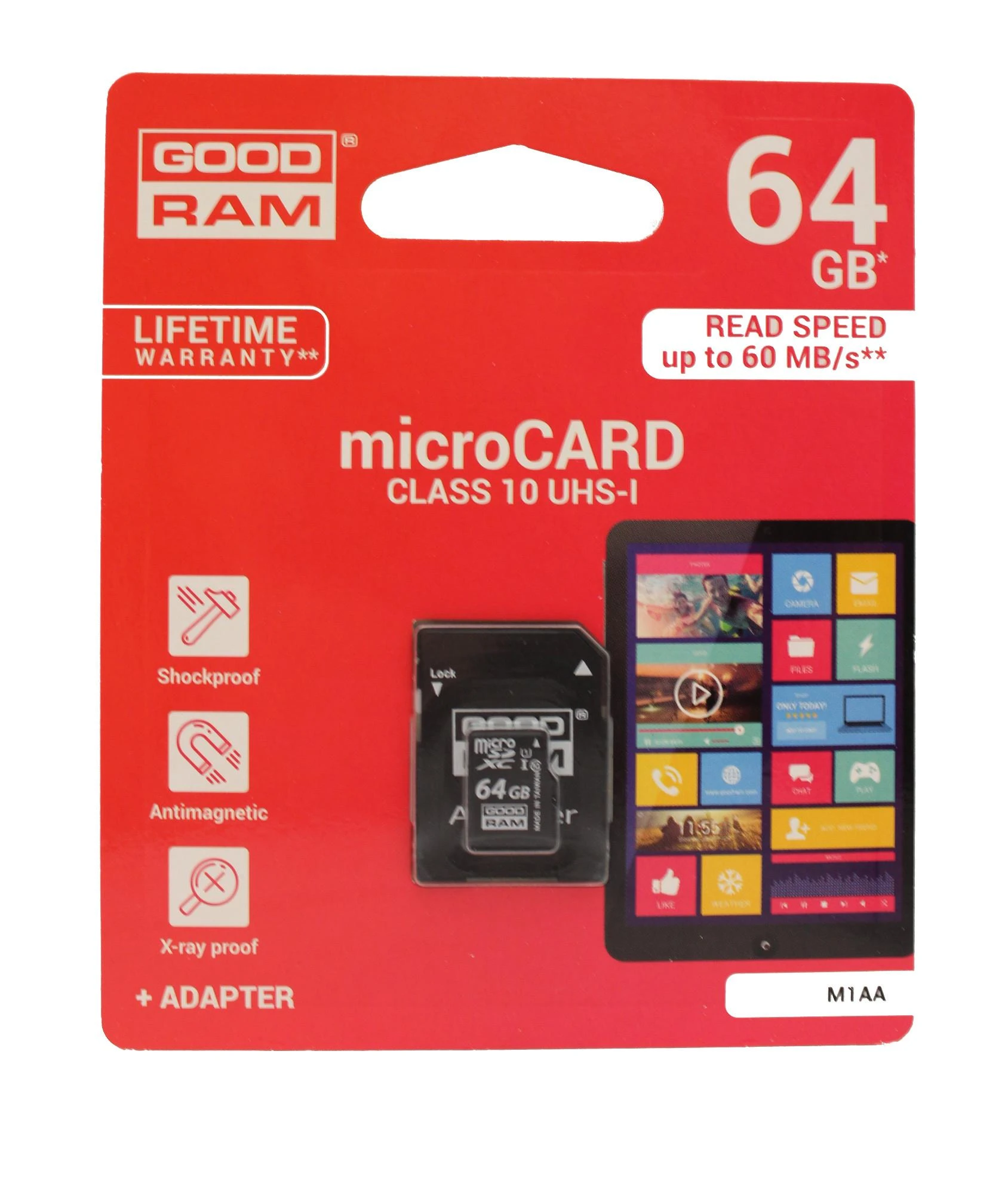 GoodRam Atminties kortelė Micro SDHC class 10 UHS I 64GB + adapteris
