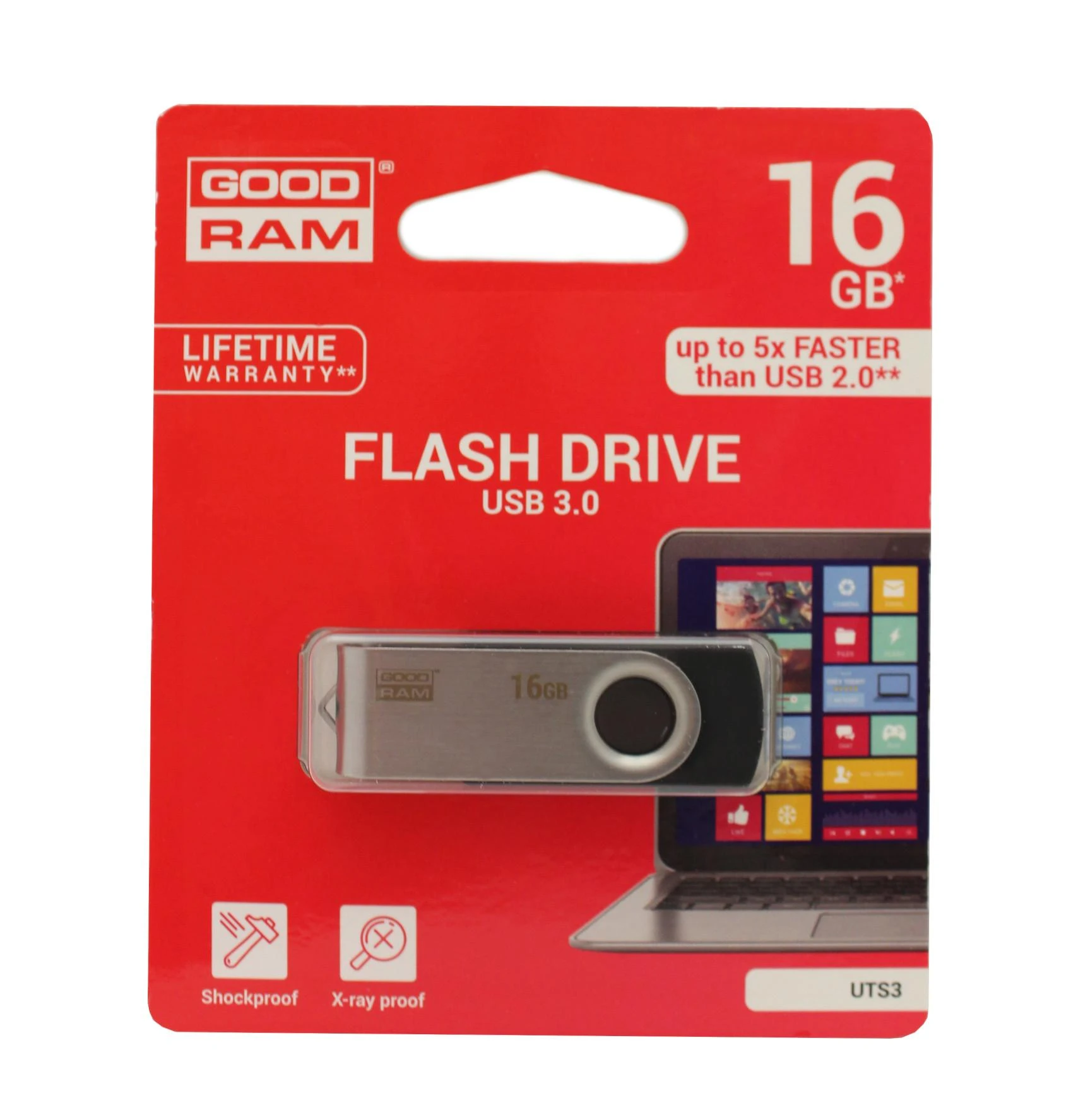 Atmintinė USB 3.0 GOODRAM UTS3 16GB, juoda sp.