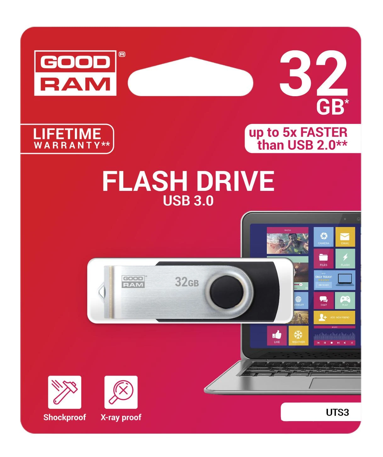 Atmintinė USB 3.0 GOODRAM UTS3 32GB, juoda sp.