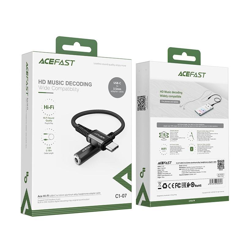 Audio adapteris Acefast C1-07 USB-C to 3.5mm (F) 0.18m juodas