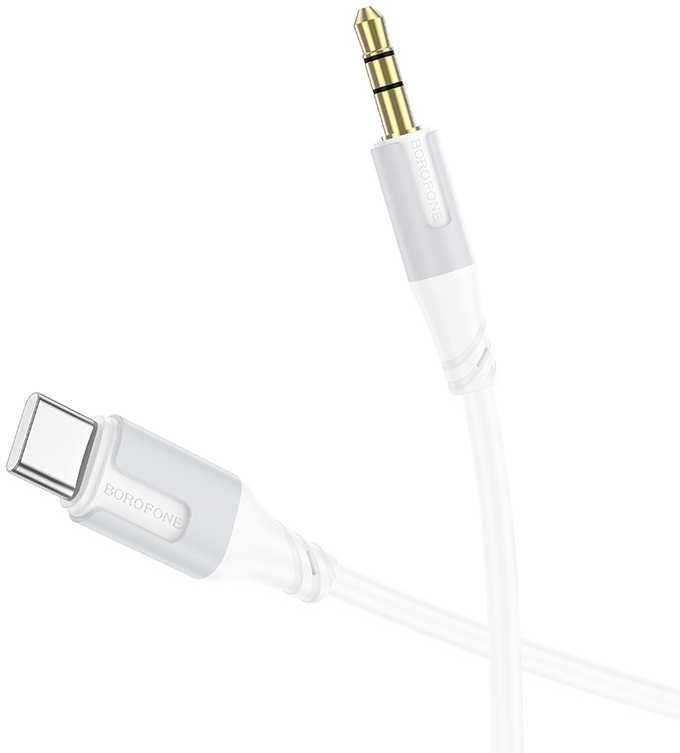 Audio kabelis Borofone BL19 USB-C to 3,5mm baltas